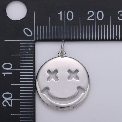 14K Gold Filled Happy Face Charm, emoji charm 24x18mm Gold Smile Charm Pendant Silver Smiley face charms Necklace Earring Bracelet Supply D-126 D-127