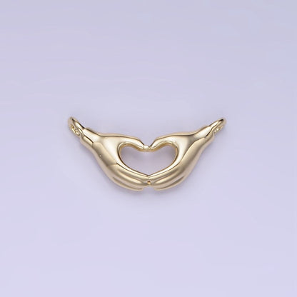 14K Gold Filled Heart Charm Hand Gesture Charm Connector | G273