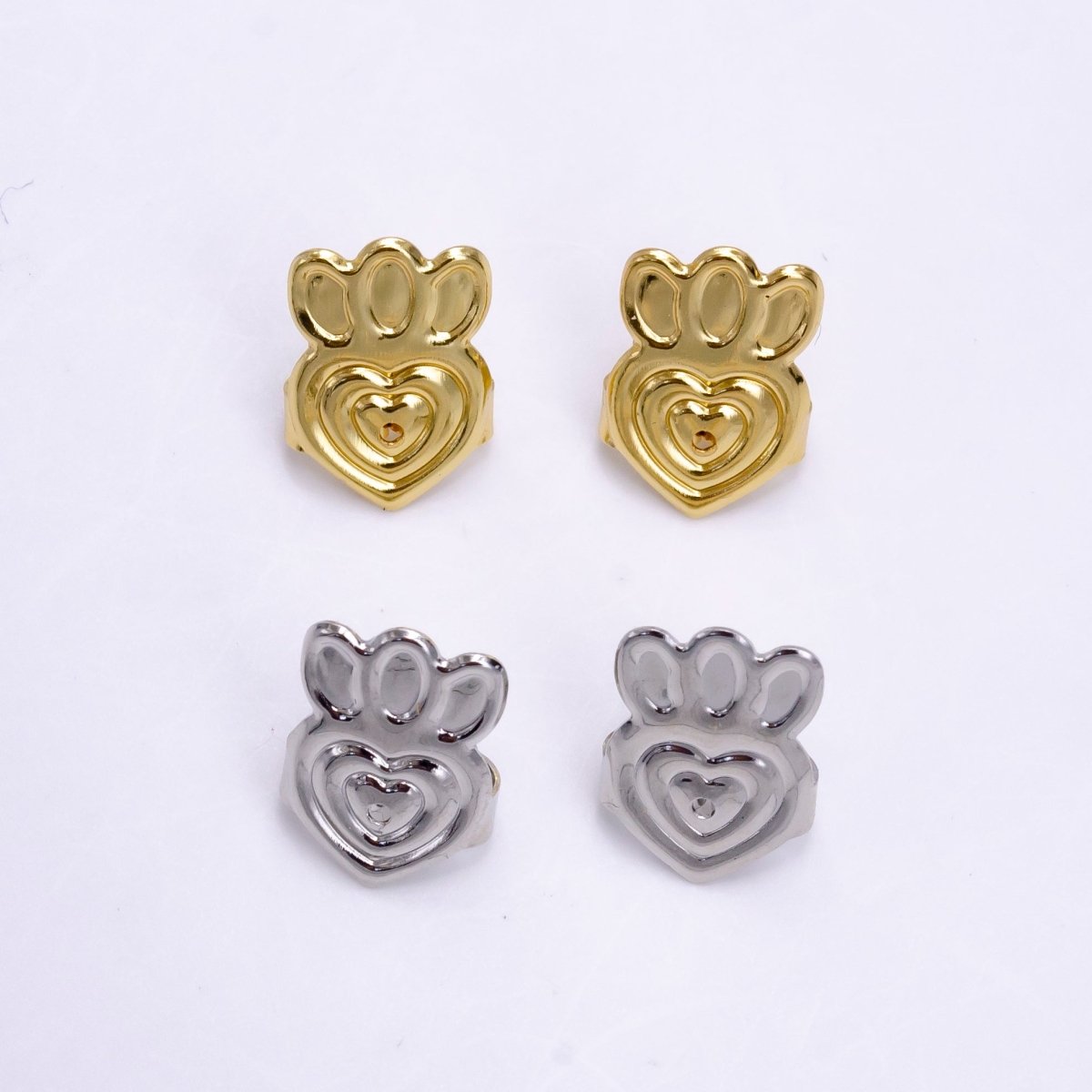 14K Gold Filled Heart Flower Lined Earrings Back Lifter Stabilizer Supply in Gold &amp; Silver | Z-910 Z-911