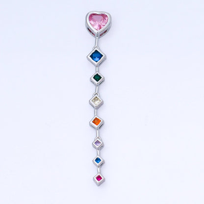14K Gold Filled Heart Rhombus Multicolor CZ Drop Bead in Gold &amp; Silver | B481