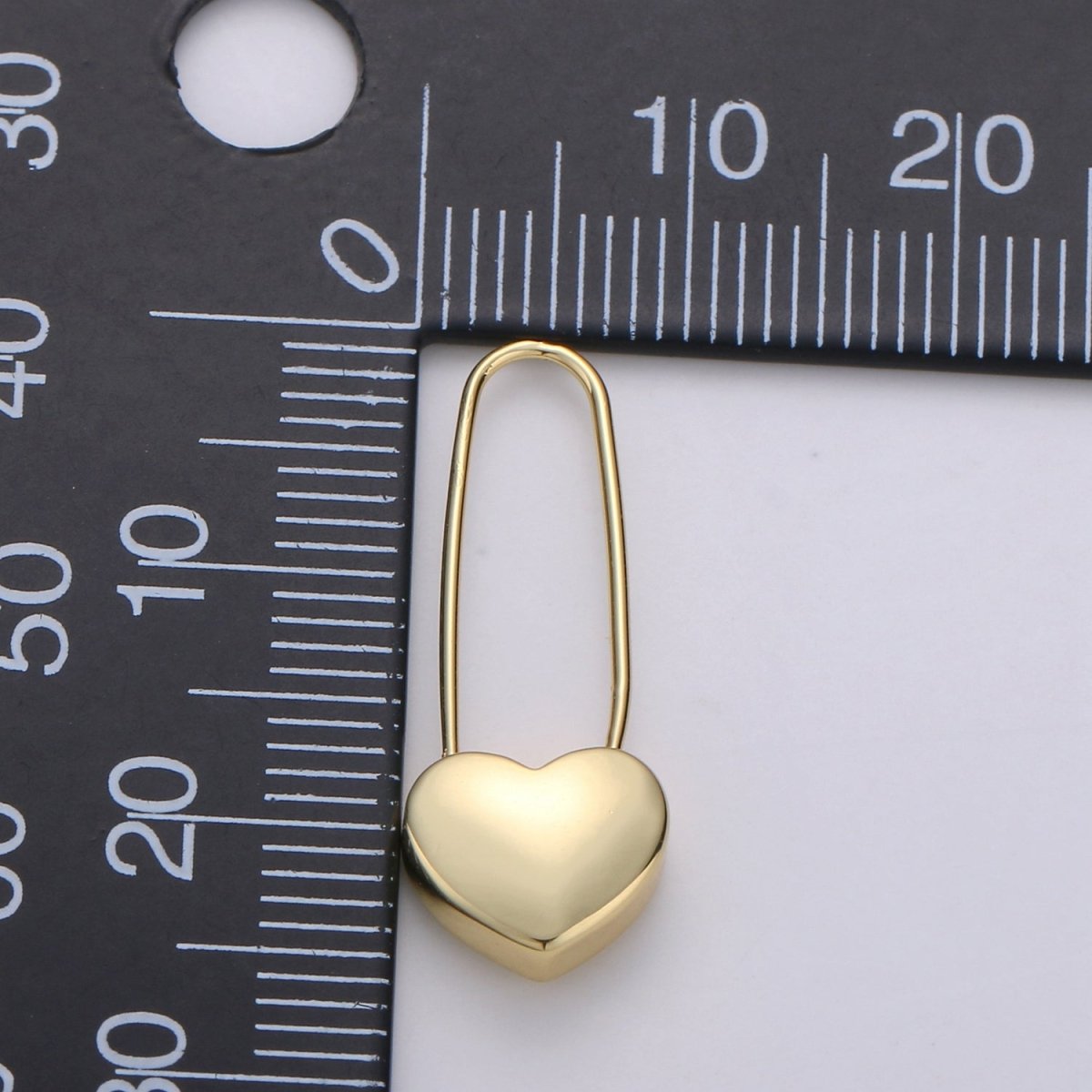 14K Gold Filled Heart Safety Pin Drop Earrings in Gold &amp; Silver Q-151 Q-152