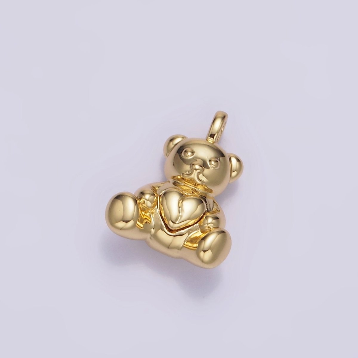 14K Gold Filled Heart Teddy Bear Animal Pendant in Gold &amp; Oxidized Silver | AA1232