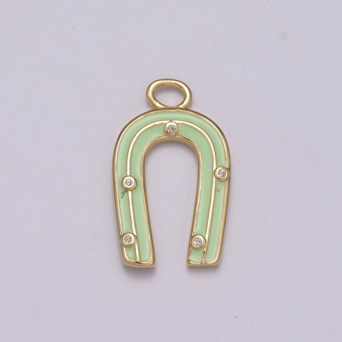 OS 14k Gold Filled Horseshoe Enamel Horse Shoe Charm Pendant Pink Green Rainbow Lucky Charm for Necklace Earring Bracelet, M-859-M-861