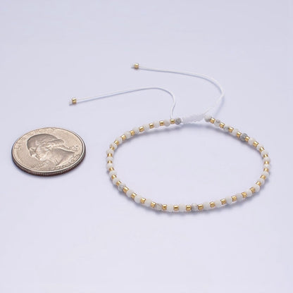 14K Gold Filled Howlite Multifaceted White Cotton String Slider Bracelet | WA-2010 - WA-2012 Clearance Pricing