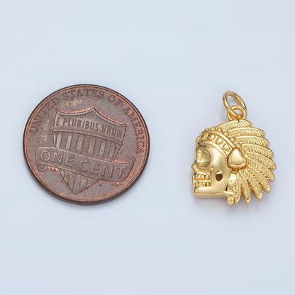 14K Gold Filled Indigenous American Skull Mini Charm | AG882