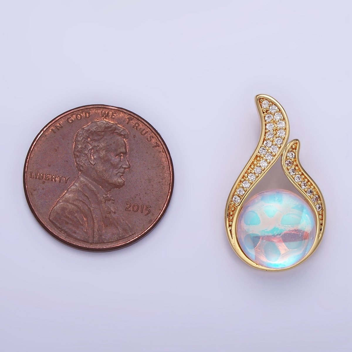 14K Gold Filled Iridescent CZ Open Micro Paved Teardrop Pendant in Gold &amp; Silver | AA01171 AA01612
