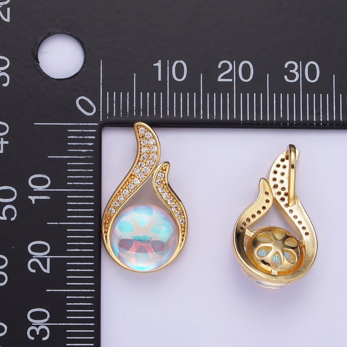 14K Gold Filled Iridescent CZ Open Micro Paved Teardrop Pendant in Gold &amp; Silver | AA01171 AA01612