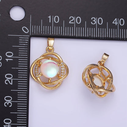 14K Gold Filled Iridescent Micro Paved CZ Circular Band Open Pendant | AA1174