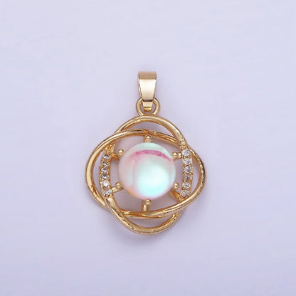 14K Gold Filled Iridescent Micro Paved CZ Circular Band Open Pendant | AA1174