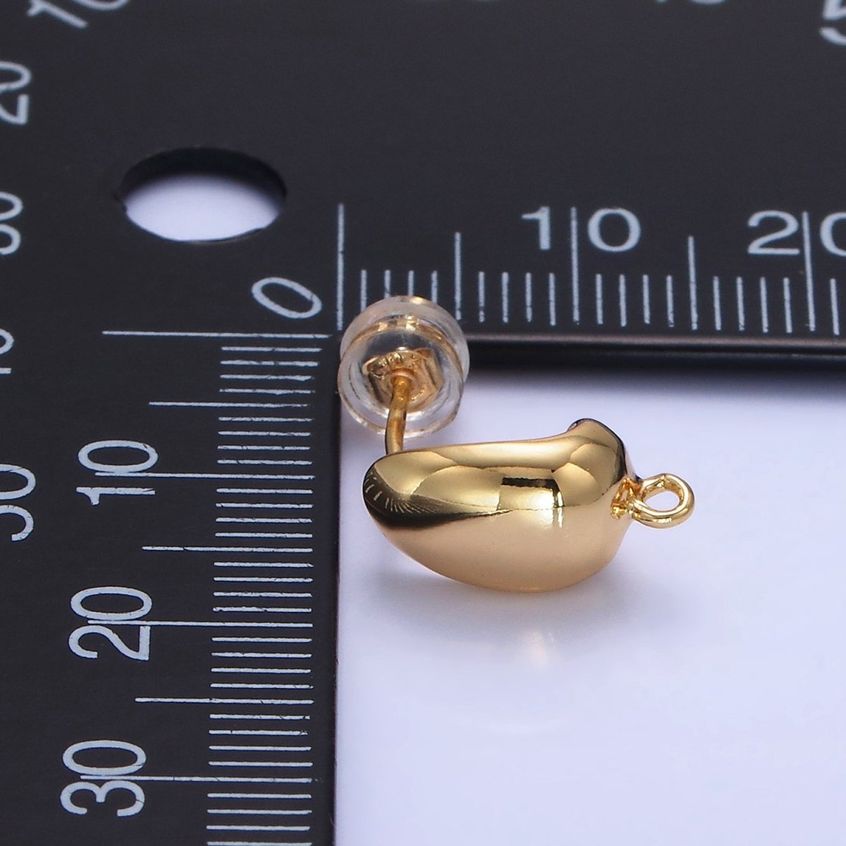 14K  Gold Filled J-Shaped Dome Hoop Earrings Findings | L-523