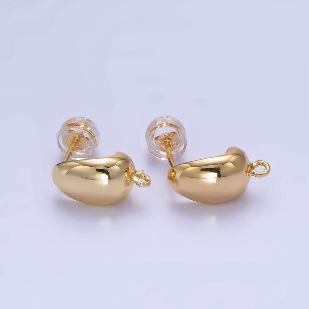 14K  Gold Filled J-Shaped Dome Hoop Earrings Findings | L-523