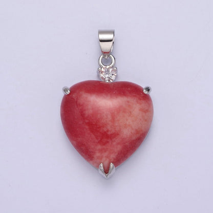 14k Gold Filled Jade Heart Pendant Puffy Heart Charm W-625~W-628