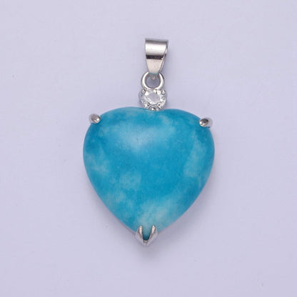 14k Gold Filled Jade Heart Pendant Puffy Heart Charm W-625~W-628