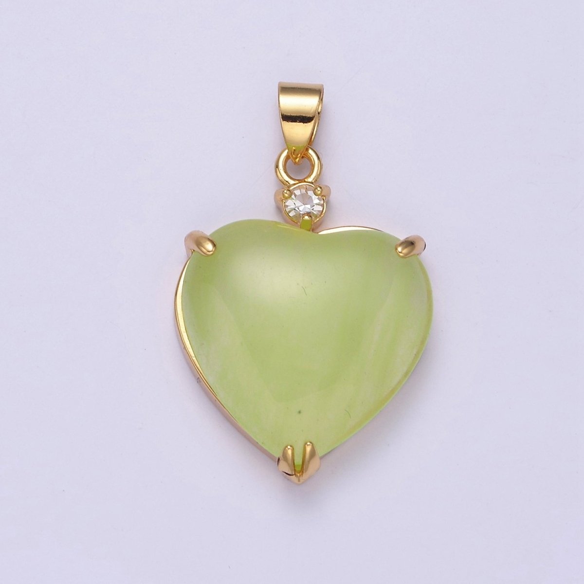 14k Gold Filled Jade Heart Pendant Puffy Heart Charm W-625~W-628