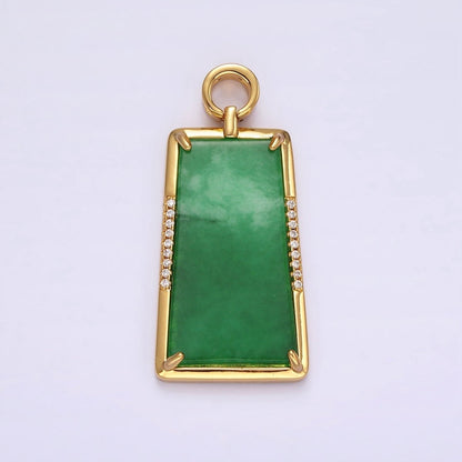 14K Gold Filled Jade Micro Paved CZ Bezel Charm | AG400