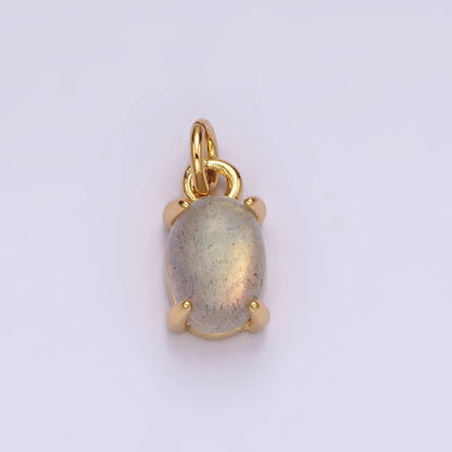 14K Gold Filled Labradorite Gemstone Oval Minimalist Add-On Charm | AC842