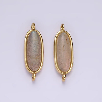 14K Gold Filled Labradorite Oblong Bezel Connector | G-823