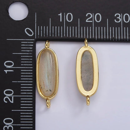 14K Gold Filled Labradorite Oblong Bezel Connector | G-823