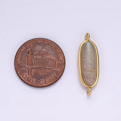 14K Gold Filled Labradorite Oblong Bezel Connector | G-823