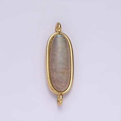14K Gold Filled Labradorite Oblong Bezel Connector | G-823