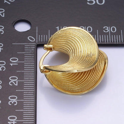 14K Gold Filled Line-Textured Curved Band Latch Hoop Earrings in Gold &amp; Silver | AB1313 AB1314