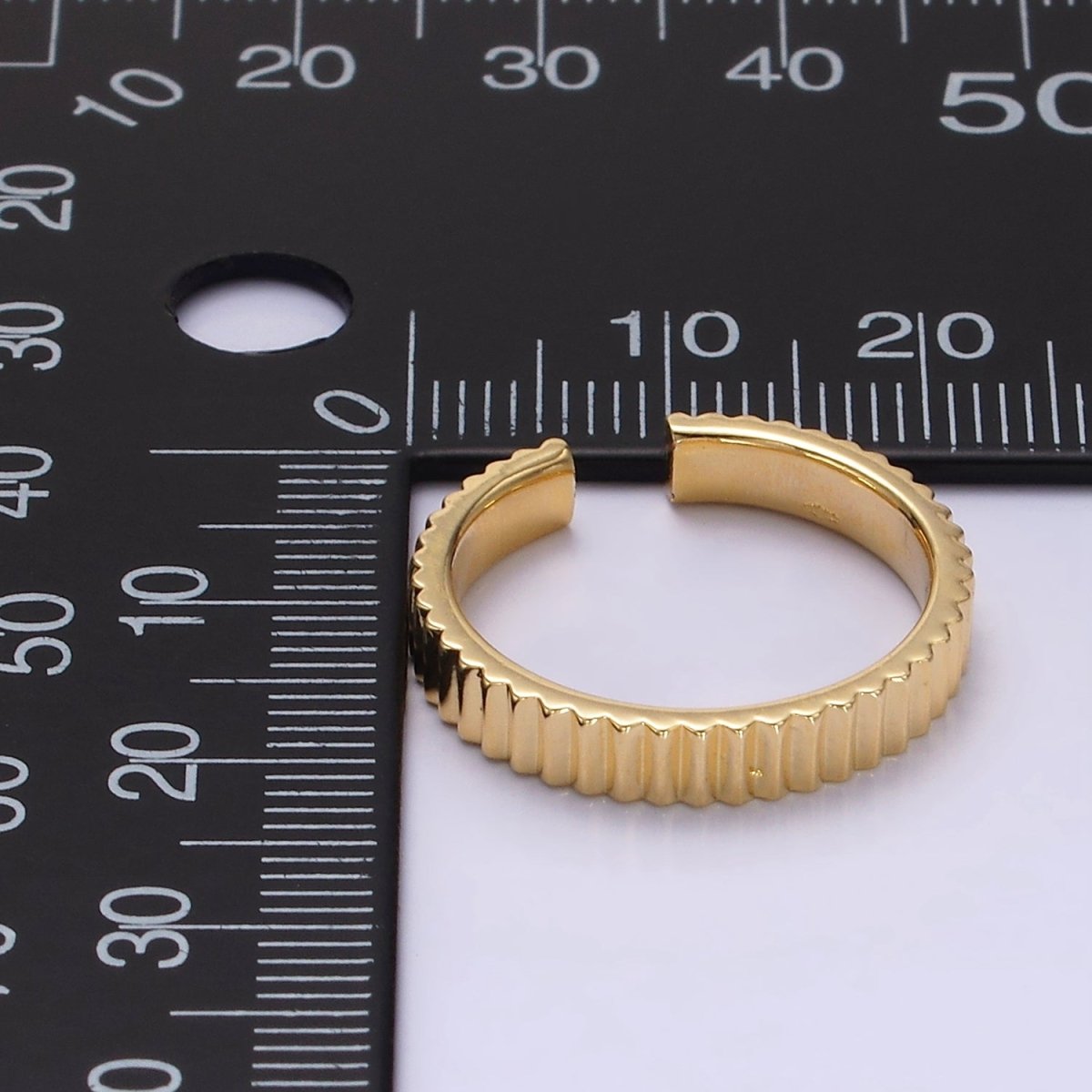14K Gold Filled Minimalist Lined Ribbed Band Ring in Gold, Silver &amp; Black | O1181 - O1183