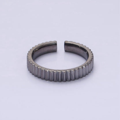 14K Gold Filled Minimalist Lined Ribbed Band Ring in Gold, Silver &amp; Black | O1181 - O1183