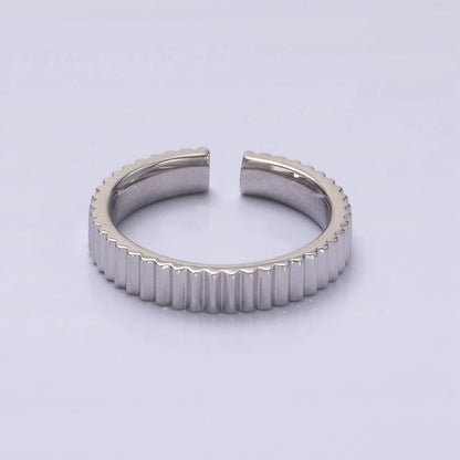 14K Gold Filled Minimalist Lined Ribbed Band Ring in Gold, Silver &amp; Black | O1181 - O1183