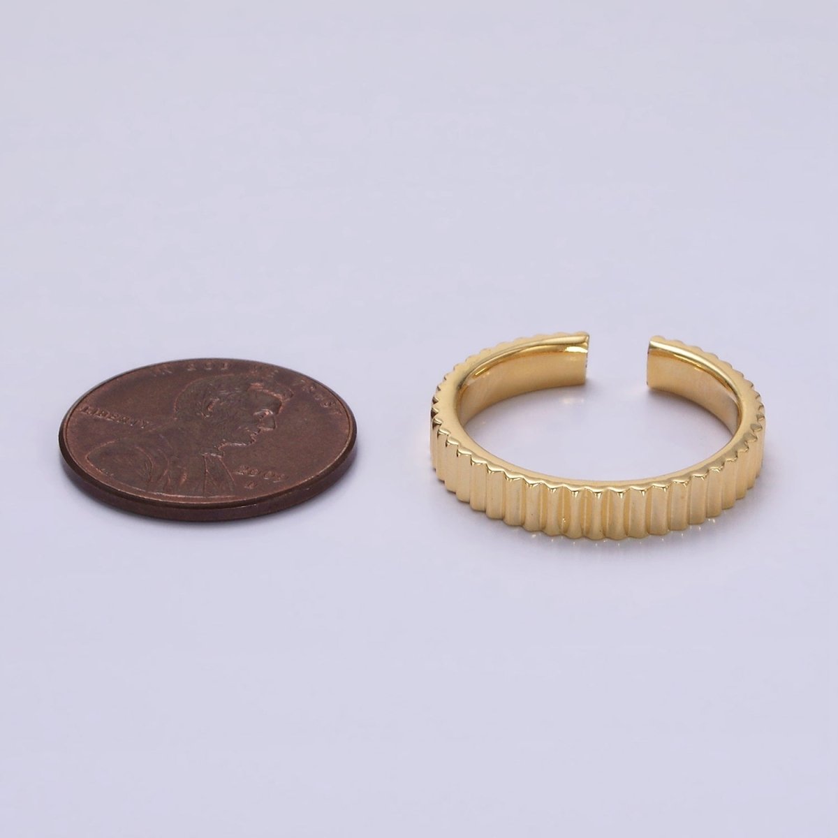 14K Gold Filled Minimalist Lined Ribbed Band Ring in Gold, Silver &amp; Black | O1181 - O1183
