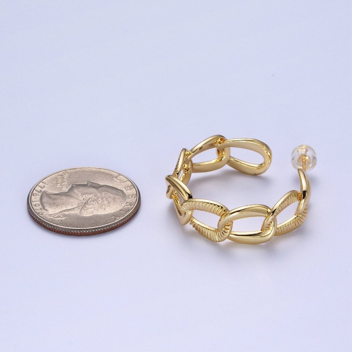 14k Gold Filled Link Chain Hoop Earring 30mm Hoops Earrings Silver Earring | AE1099 AE1100