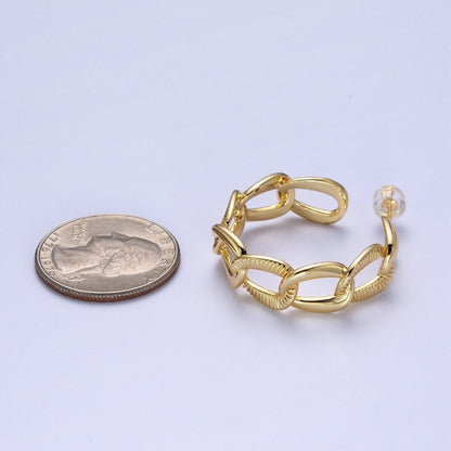 14k Gold Filled Link Chain Hoop Earring 30mm Hoops Earrings Silver Earring | AE1099 AE1100