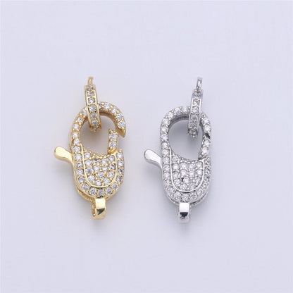 14k Gold Filled Lobster Clasp, CZ Clear Micro Pave Lobster Claw Clasp, Cubic Clasp Enhancer, DIY, Jewelry Making Supply 10x23mm K-430 K-383