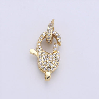 14k Gold Filled Lobster Clasp, CZ Clear Micro Pave Lobster Claw Clasp, Cubic Clasp Enhancer, DIY, Jewelry Making Supply 10x23mm K-430 K-383