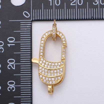 14k Gold Filled Lobster Clasp, CZ Clear Micro Pave Lobster End Clasp, Cubic Clasp Enhancer, DIY, Jewelry Making Supply 35X16mm K-910
