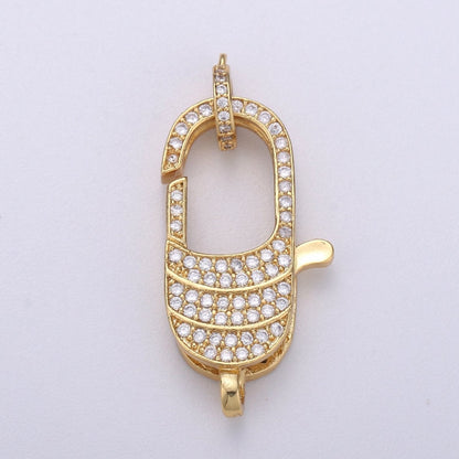 14k Gold Filled Lobster Clasp, CZ Clear Micro Pave Lobster End Clasp, Cubic Clasp Enhancer, DIY, Jewelry Making Supply 35X16mm K-910