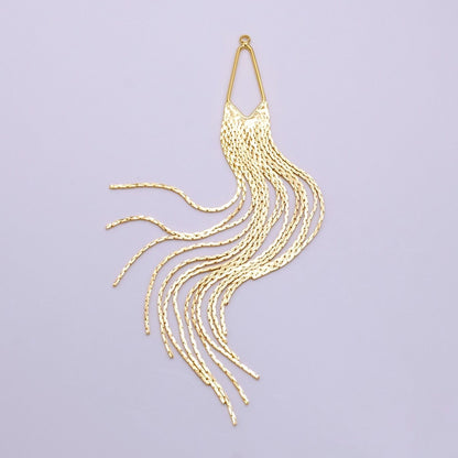 14k Gold Filled Long Fan Drop Earring Charm, Long Earrings, Charm only, No Gem Earring, Waterfall Earrings K-751