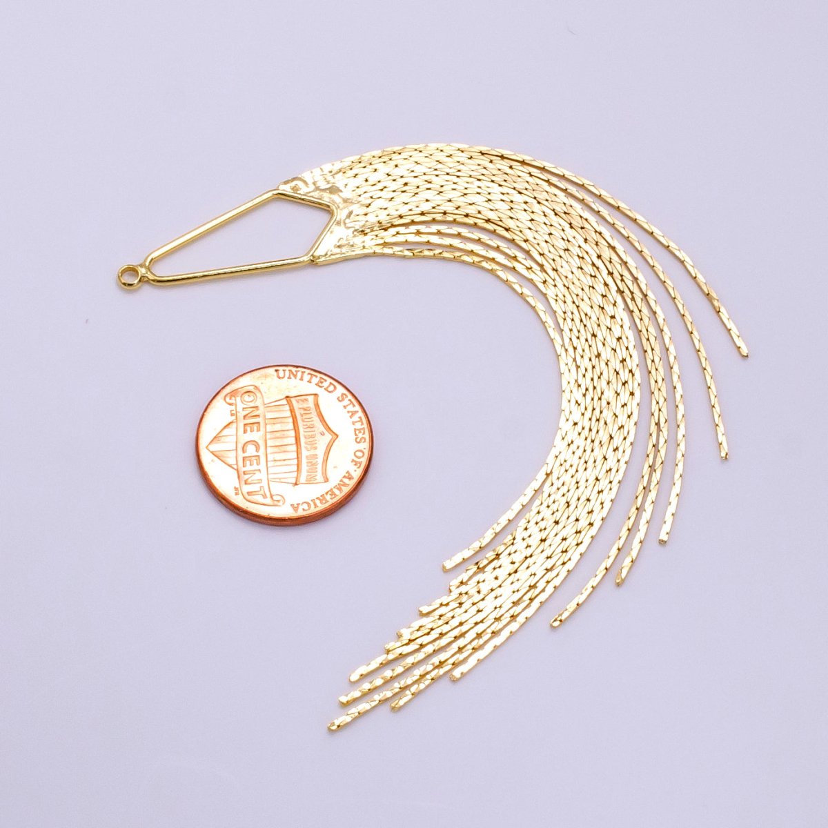 14k Gold Filled Long Fan Drop Earring Charm, Long Earrings, Charm only, No Gem Earring, Waterfall Earrings K-751
