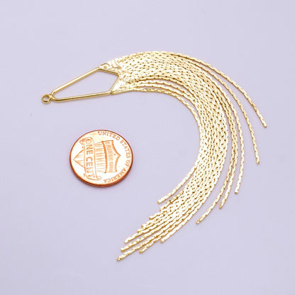 14k Gold Filled Long Fan Drop Earring Charm, Long Earrings, Charm only, No Gem Earring, Waterfall Earrings K-751