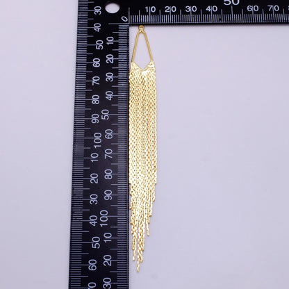 14k Gold Filled Long Fan Drop Earring Charm, Long Earrings, Charm only, No Gem Earring, Waterfall Earrings K-751