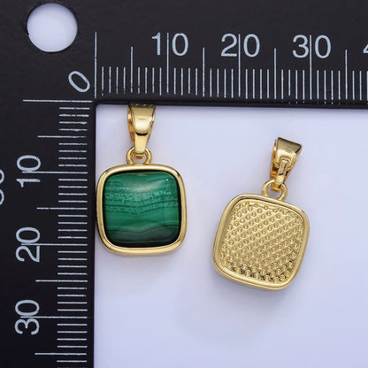 14K Gold Filled Malachite Square Bezel Pendant | AA1254