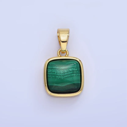 14K Gold Filled Malachite Square Bezel Pendant | AA1254