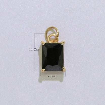 14k Gold Filled Micro Pave CZ Geometric Pendant Charm Emerald Cut Birthstone Add on charm E-881-E-891 C-369