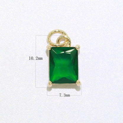 14k Gold Filled Micro Pave CZ Geometric Pendant Charm Emerald Cut Birthstone Add on charm E-881-E-891 C-369