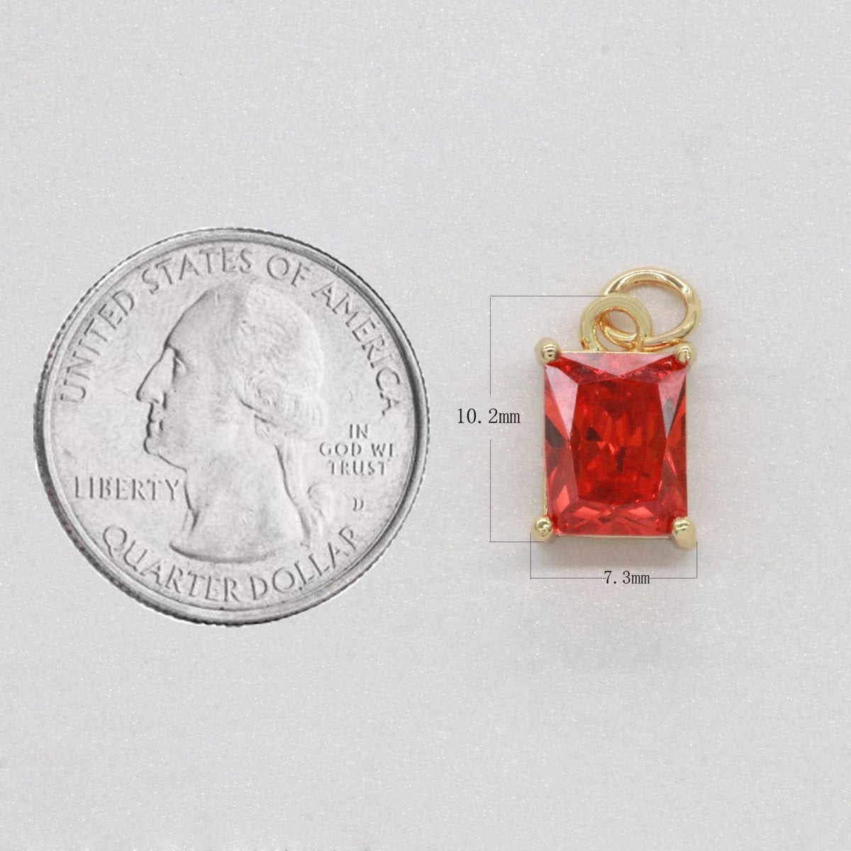 14k Gold Filled Micro Pave CZ Geometric Pendant Charm Emerald Cut Birthstone Add on charm E-881-E-891 C-369