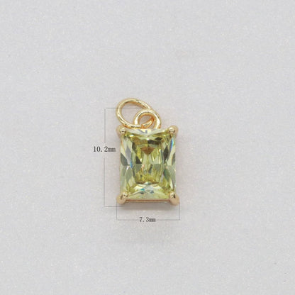 14k Gold Filled Micro Pave CZ Geometric Pendant Charm Emerald Cut Birthstone Add on charm E-881-E-891 C-369