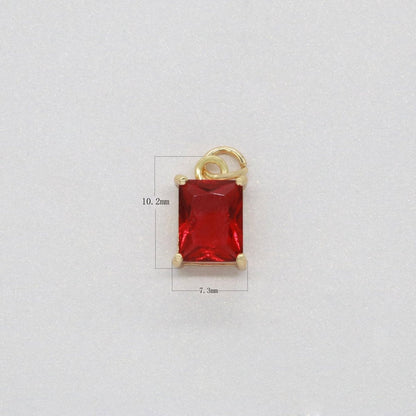 14k Gold Filled Micro Pave CZ Geometric Pendant Charm Emerald Cut Birthstone Add on charm E-881-E-891 C-369