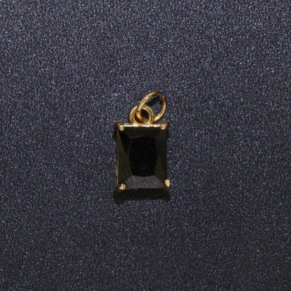 14k Gold Filled Micro Pave CZ Geometric Pendant Charm Emerald Cut Birthstone Add on charm E-881-E-891 C-369