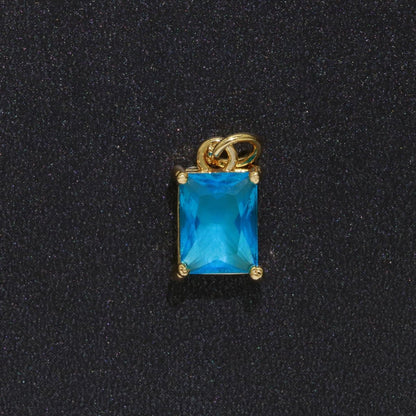 14k Gold Filled Micro Pave CZ Geometric Pendant Charm Emerald Cut Birthstone Add on charm E-881-E-891 C-369