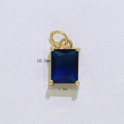 14k Gold Filled Micro Pave CZ Geometric Pendant Charm Emerald Cut Birthstone Add on charm E-881-E-891 C-369