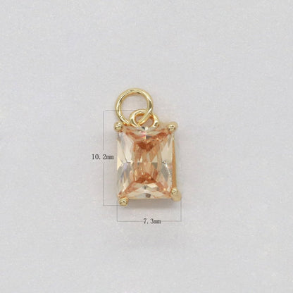 14k Gold Filled Micro Pave CZ Geometric Pendant Charm Emerald Cut Birthstone Add on charm E-881-E-891 C-369